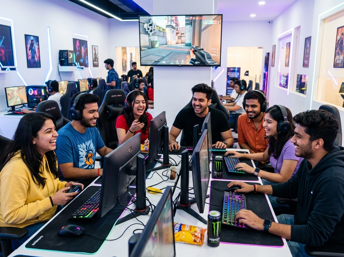 Friends gaming together at PixelArena